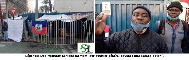 Chili : des migrants haïtiens montent leur quartier général devant l’Ambassade d’Haïti